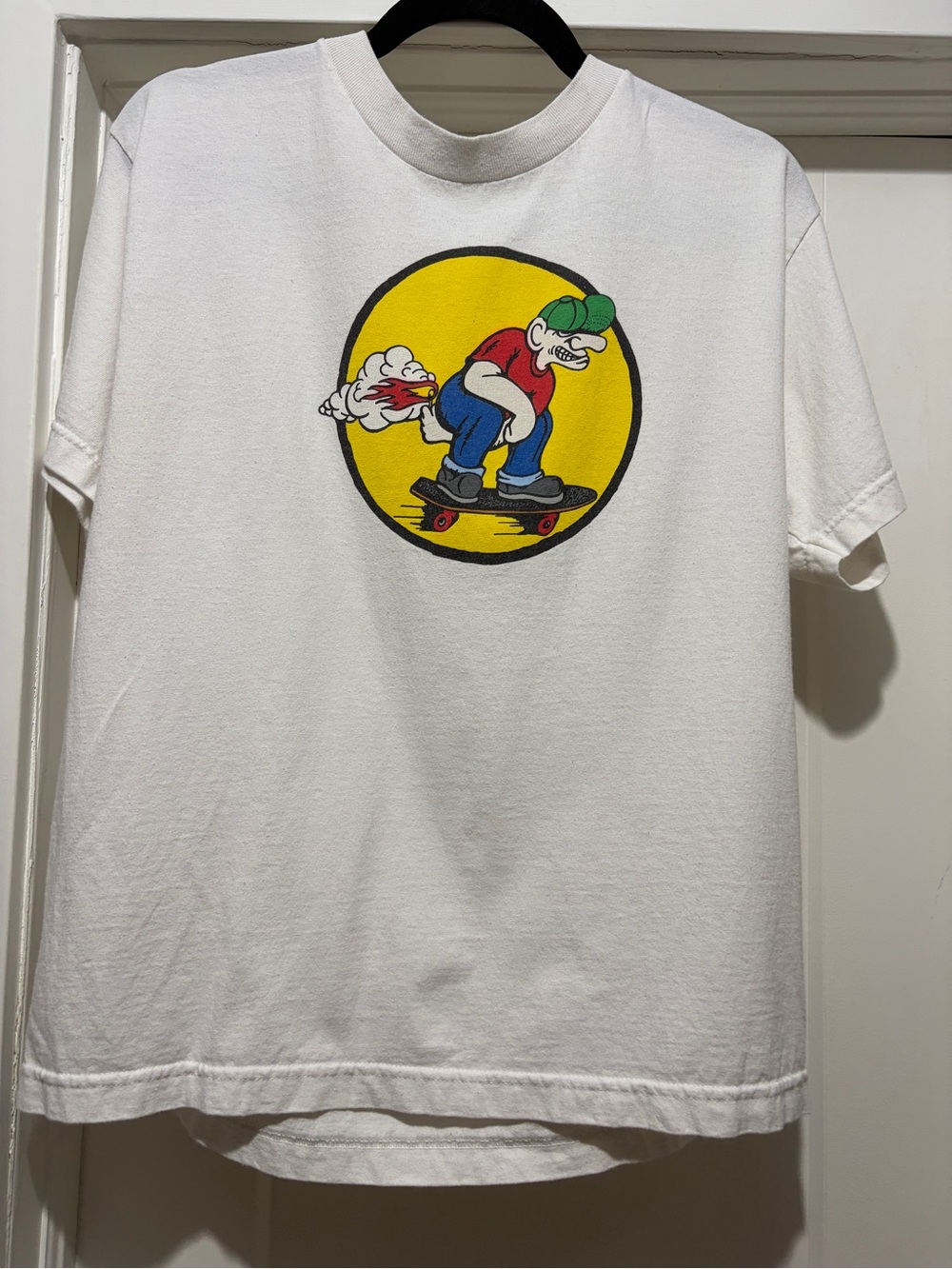 Vans White Short-Sleeve Tee with Yellow Skate Graphic